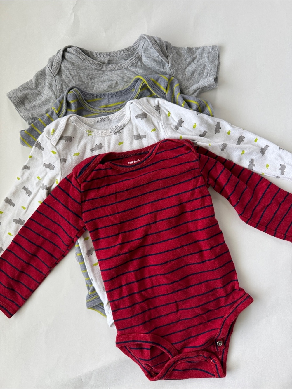 Bundle Carter's Red and Navy Striped Long-Sleeve Baby One-Piece size 18 months